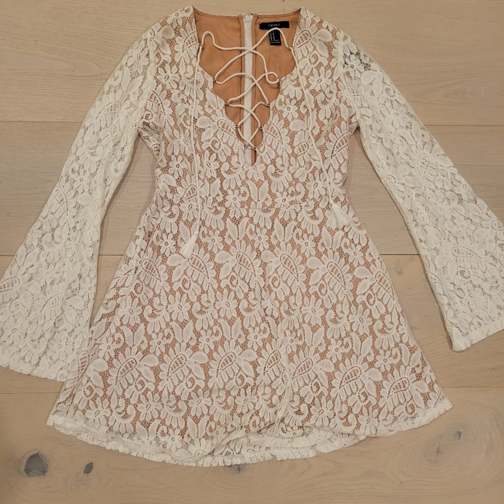 F21 Lace Tie Up Skater Dress